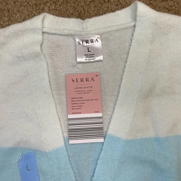 NWT Serra Women’s Mid-length Long Sleeve Duster Open Cardigan Blue Sweat… - Picture 3 of 4